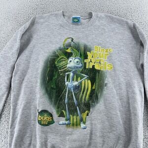 Vintage A Bug's Life Sweatshirt M/L Gray Disney Pixar Movie Pullover 90s Cartoon